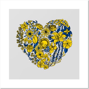 Heart of Flowers for Ukraine (Light Grey Background) Posters and Art